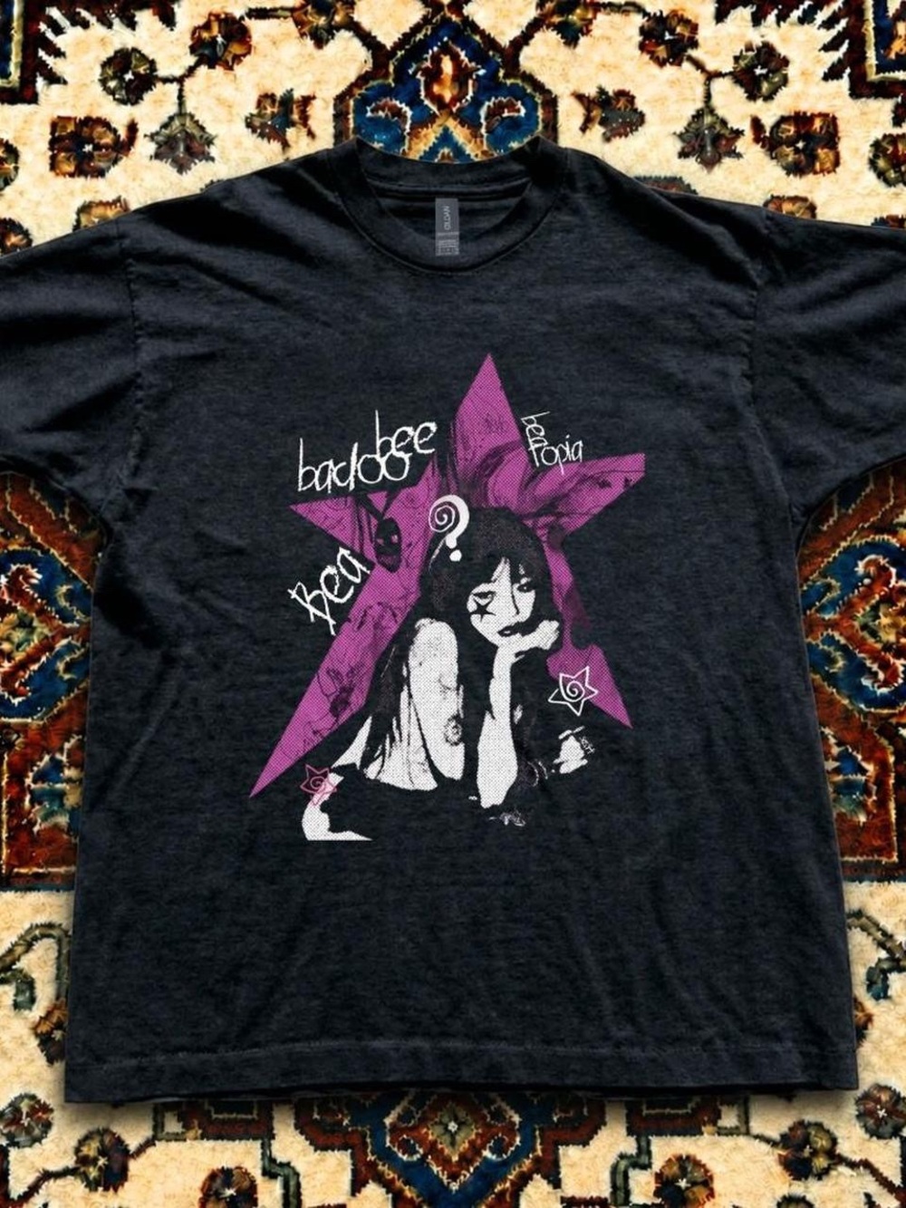Gildan Black Short Sleeve Tee with Purple Star Graphic